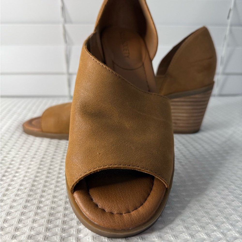 Sole Society So-Ralimia Leather Tan Sandals Pee-Toe Mules for Women Sz8 - Picture 4 of 8